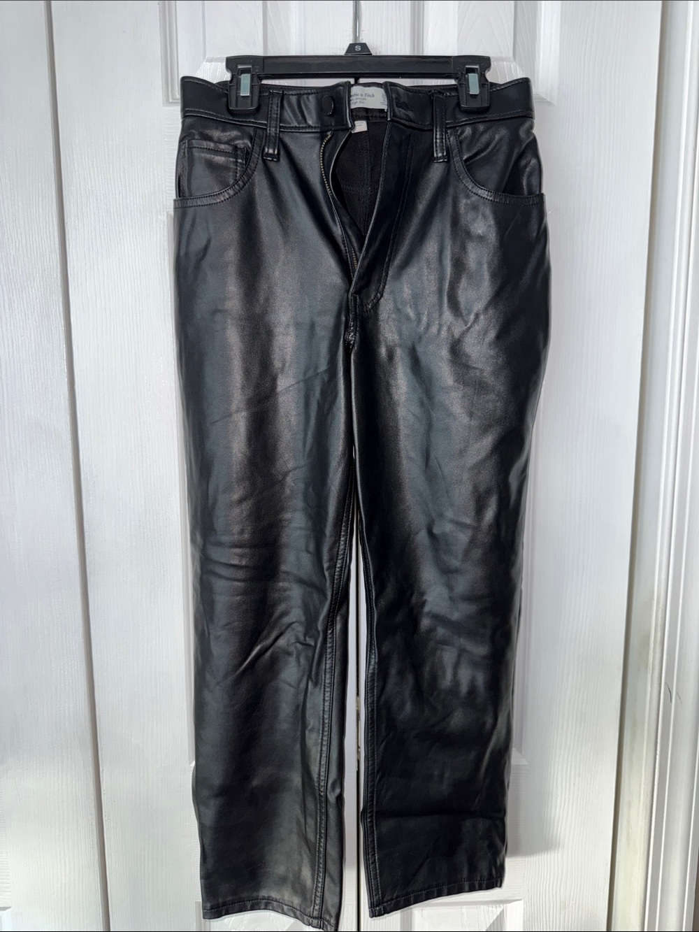 Abercrombie & Fitch Black Faux Leather Straight Jeans